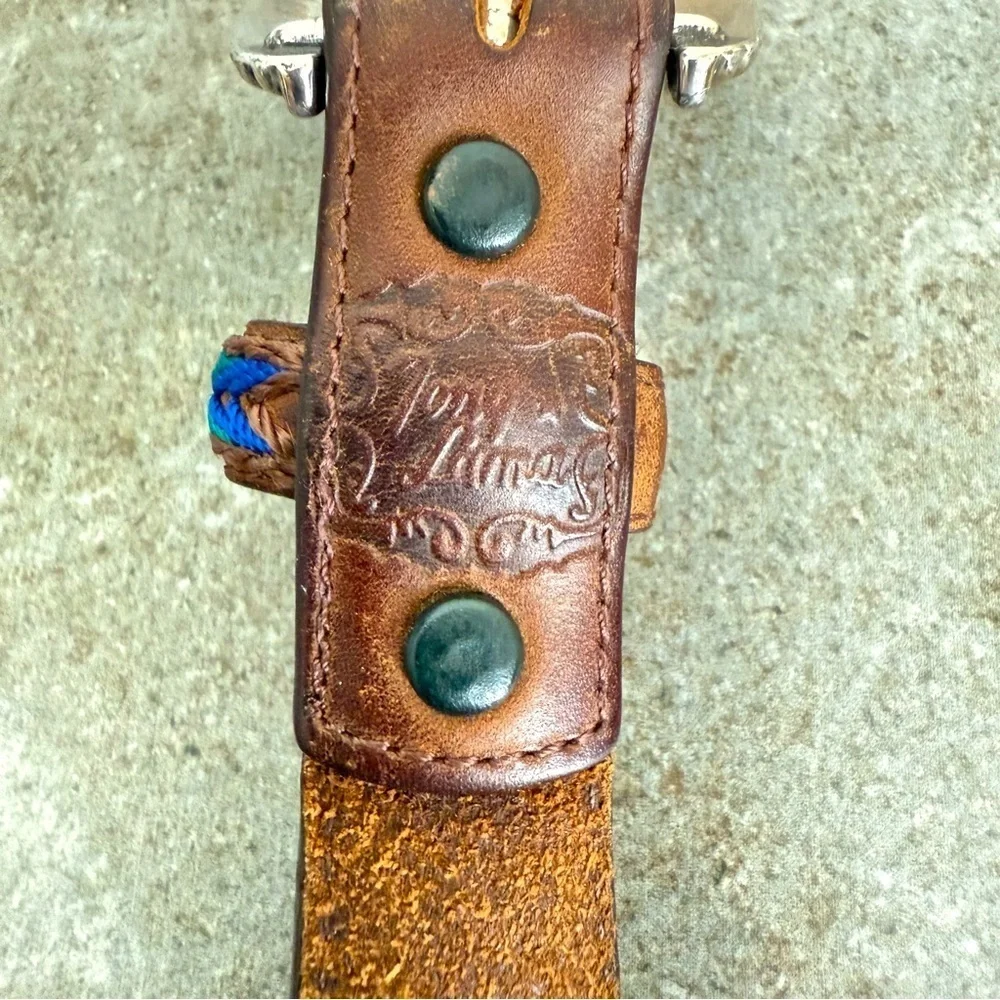 Vintage Tony Lama The Duke Applique Conches Brown Western Silver Belt Men’s 42